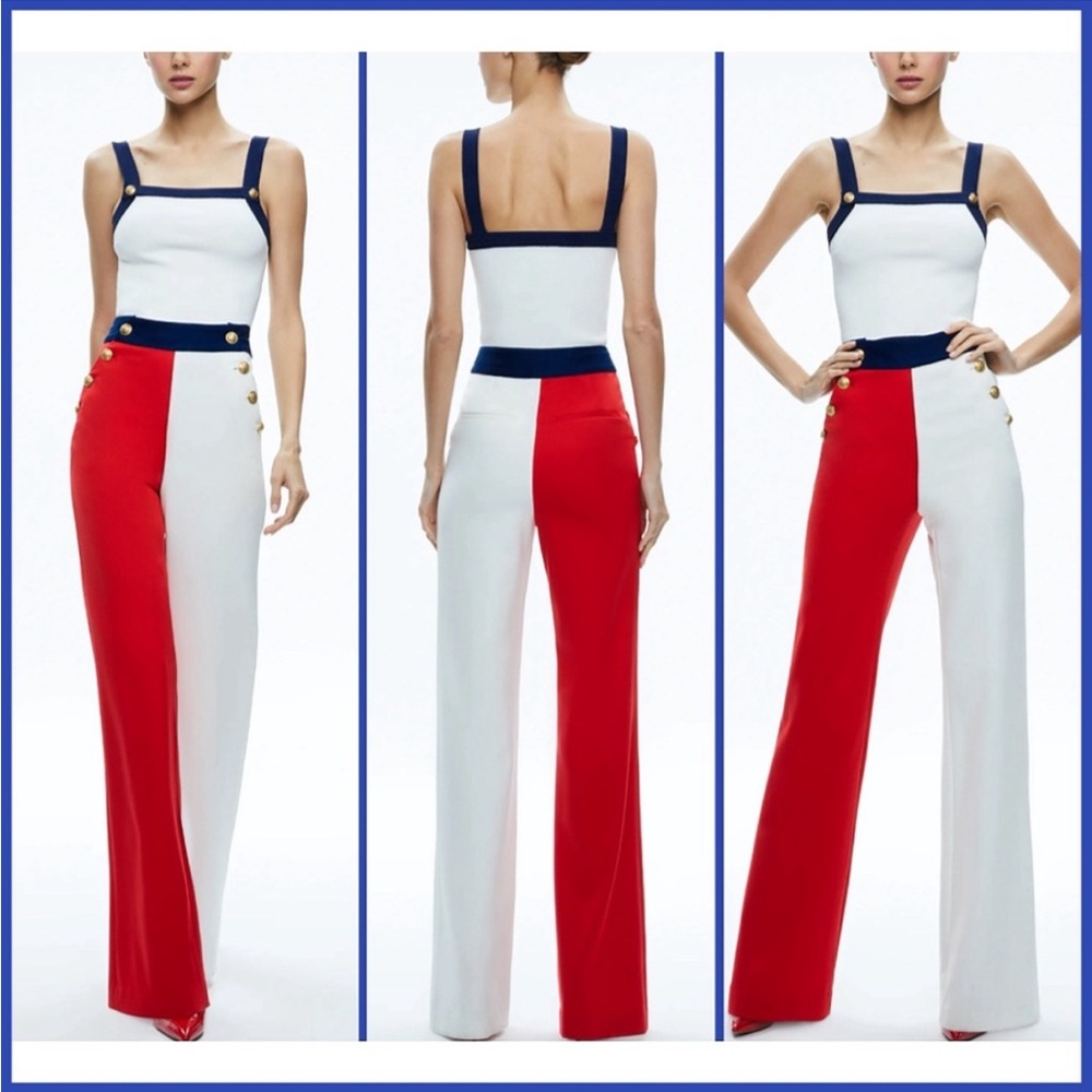 Alice and Olivia High Rise Sailor Pants Red White & Blue - Size 6